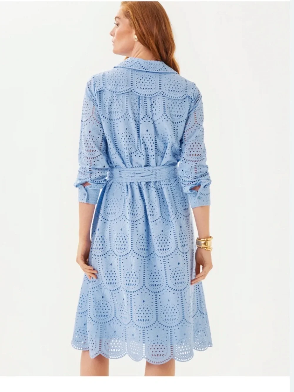NWT 16 Lilly Pulitzer Eira Eyelet Midi Shirtdress dress In Jacaranda blue. - Picture 3 of 5